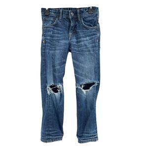 &Denim H&M Boys Relaxed Straight Leg Distressed Medium Wash Jeans Size 6-7Y